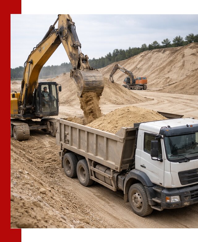 Доставка карьерного песка с самосвалами и разгрузкой в Дальнегорске