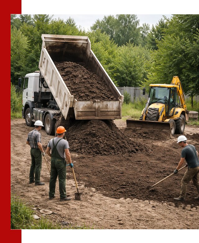Доставка и укладка грунта для выравнивания участка в Дальнегорске