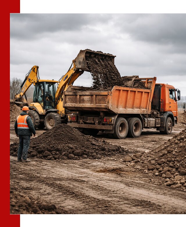 Вывоз грунта и строительного мусора в Дальнегорске грузовыми самосвалами