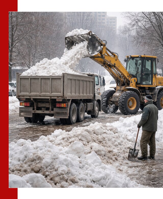 Вывоз снега грузовой техникой в Дальнегорске оперативно и чисто