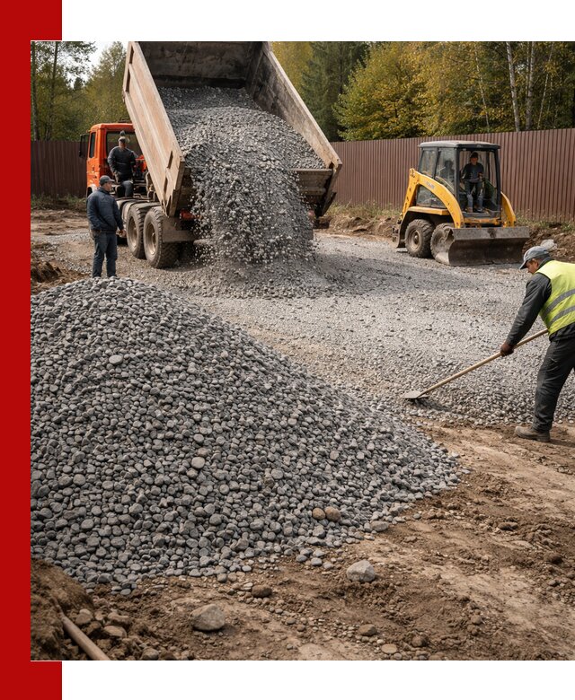 Отсыпка участка щебнем с доставкой и уплотнением в Дальнегорске